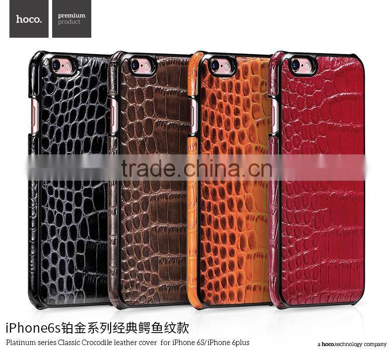 Classic Crocodile Leather Rubber Case for iPhone 6Plus HOCO Real Leather Cover Platinum Series Shell for iPhone 6s Plus MT-5810
