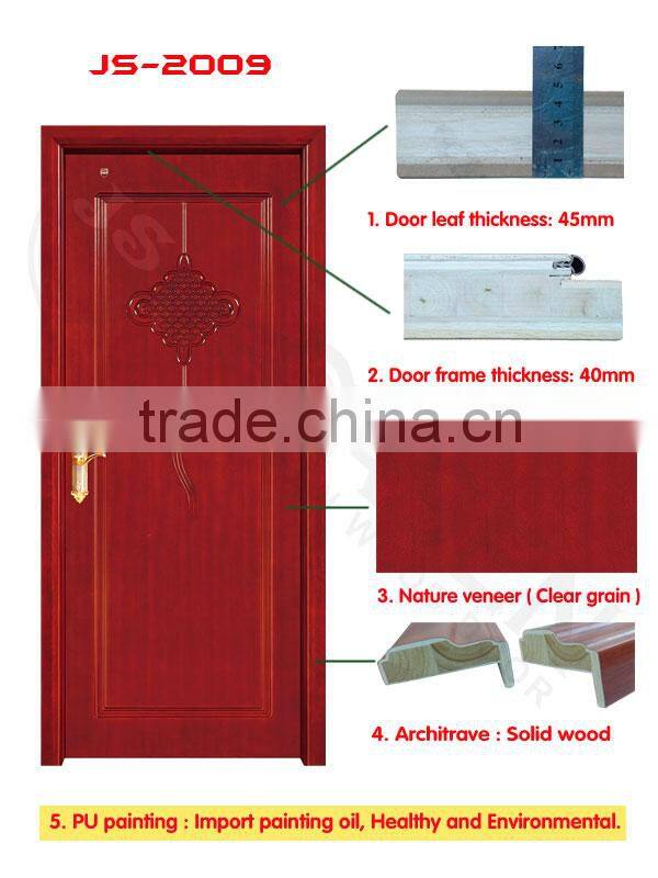 Chinese style composite wood door no honeycomb paper