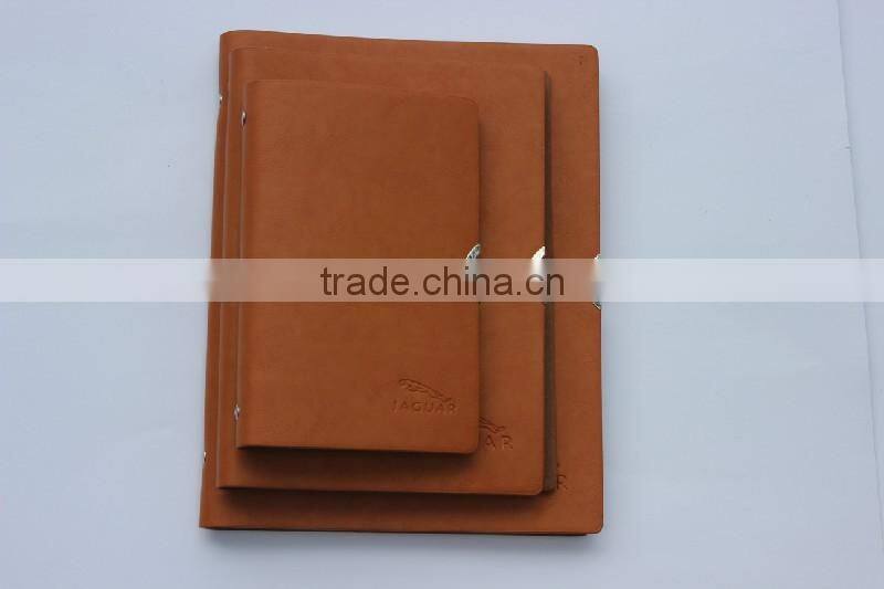 2014 Popular leather loose-leaf metal ring diary