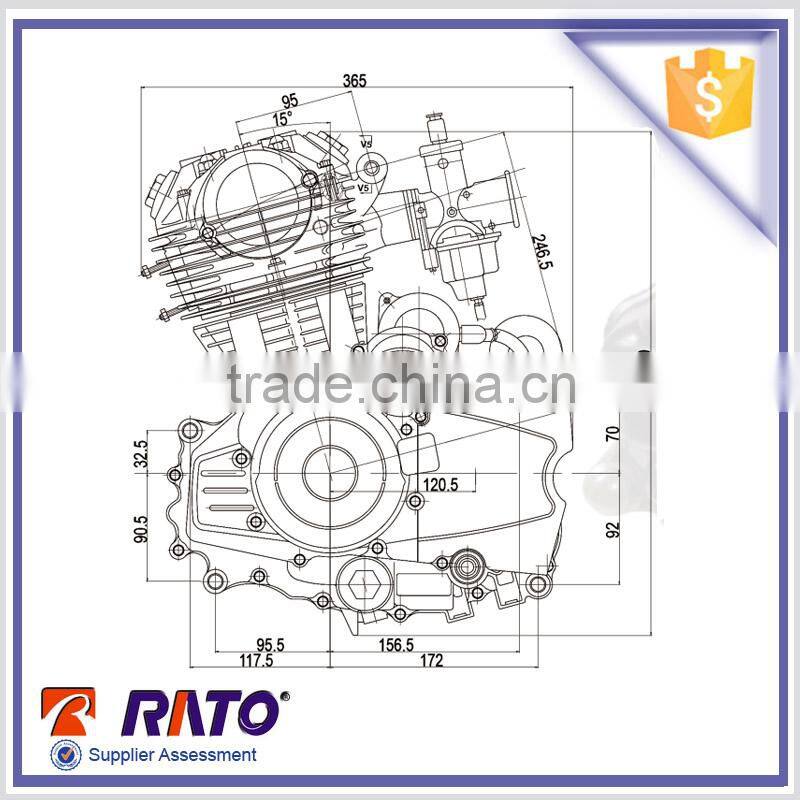 CBP 250cc air cooled motorcycle engine with single cyclinder balance shaft