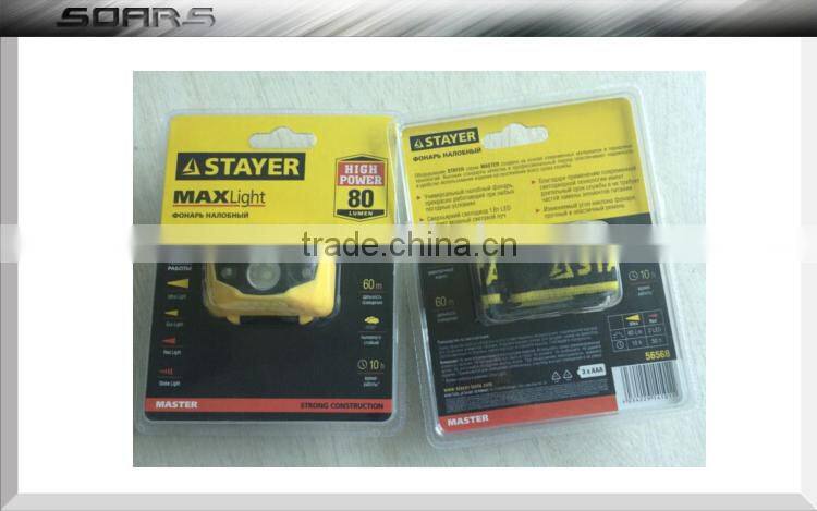 1W LED+2 RED LED Headlamp