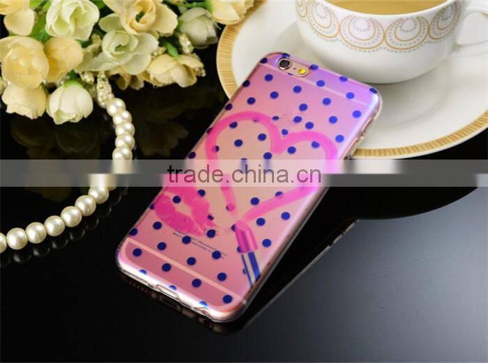 heart design fashion soft ultra thin tpu blue light case for iphone 6s 4.7