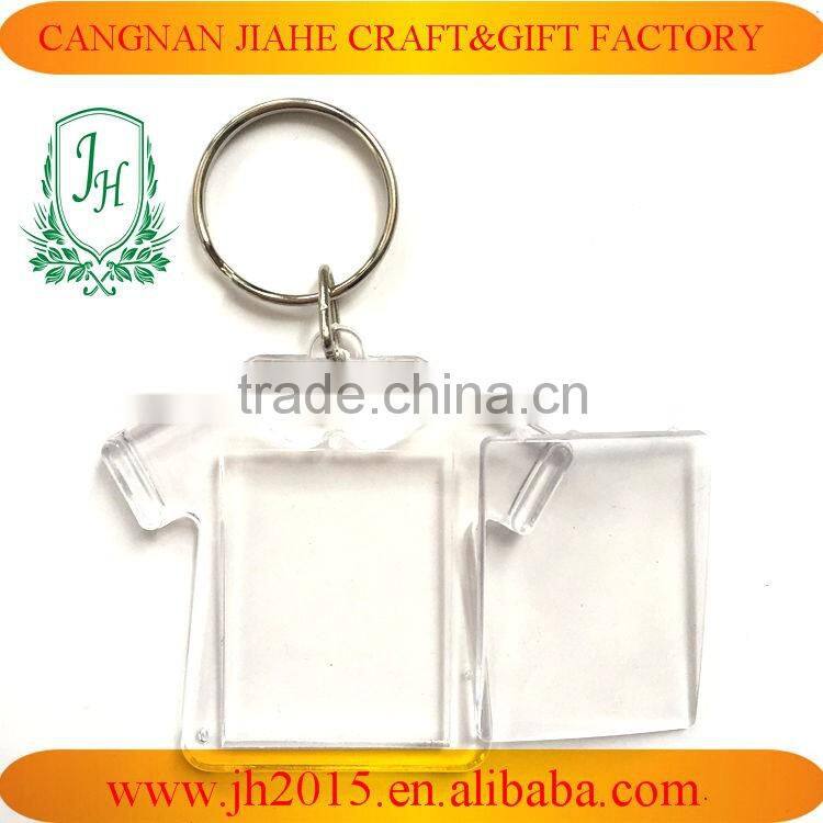 T-shirt shaped Plastic type custom printed acrylic keychains key ring