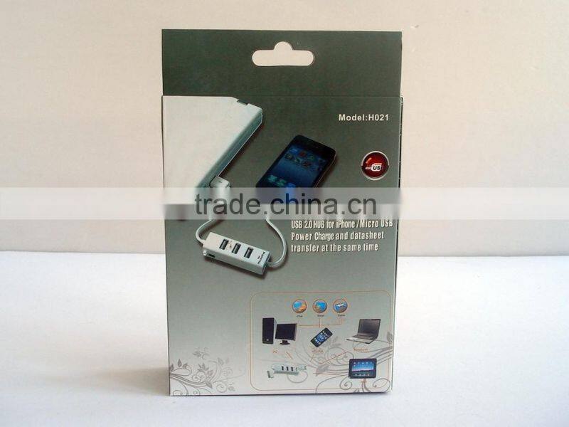 3 Port Portable USB 2.0 Hub with Power Switch for Ultra Book, MacBook Air, Windows 8 Tablet PC - Black (HB-U3P4)