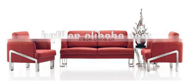 S-16 leather reception high qulity office stainless frame sofa