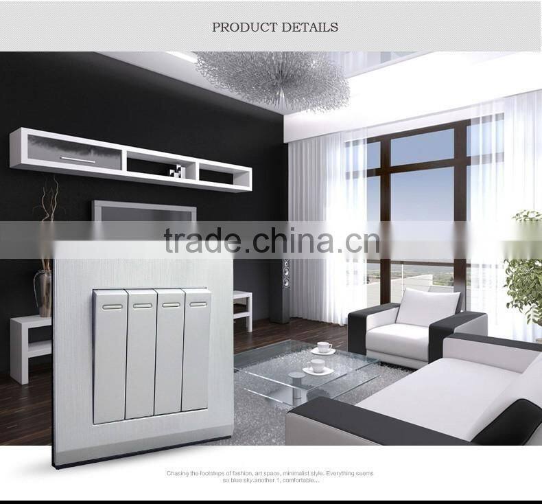 3D PC brushed like matel brushed design BS Standard touch switch 1 gang 1 way wall switch