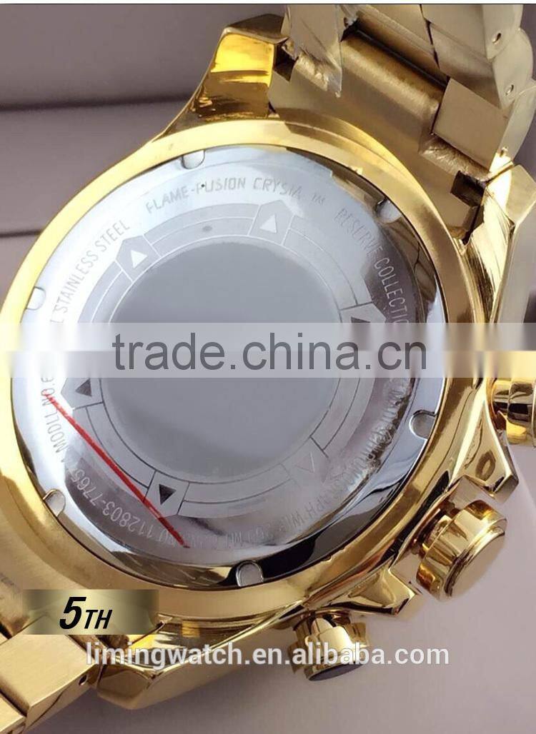 2015 Newest Luxury Top Quality Big Face IP gold Stainless Steel Watch Man
