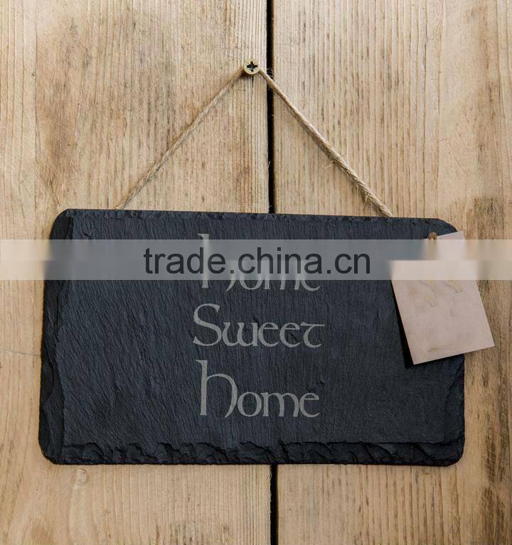 slate home sign with logo