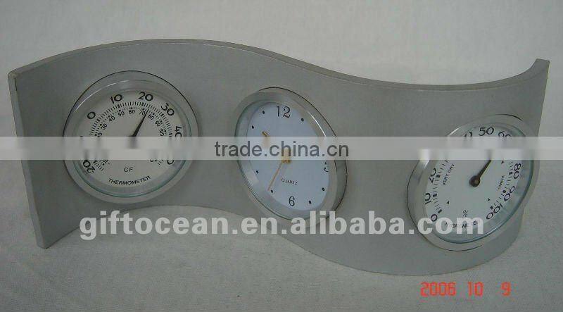 metal weather station clock, business gifts set, thermometer & hygrometer clock