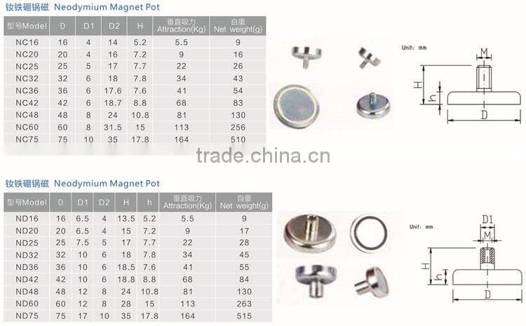 Strong Magnetic Pot,Neodymium Magnetic Cup, magnet screw hole