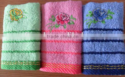 solid color dobby border cheap face flower embroidery towels,towel embroidery