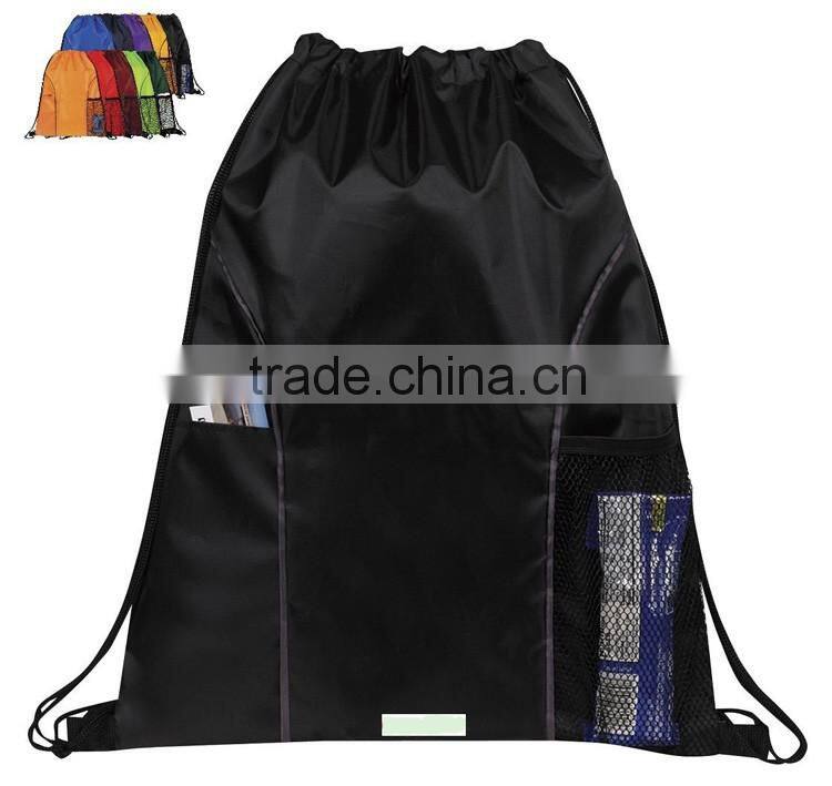 Foldablel nylon large capacity water resistant drawsting backpack