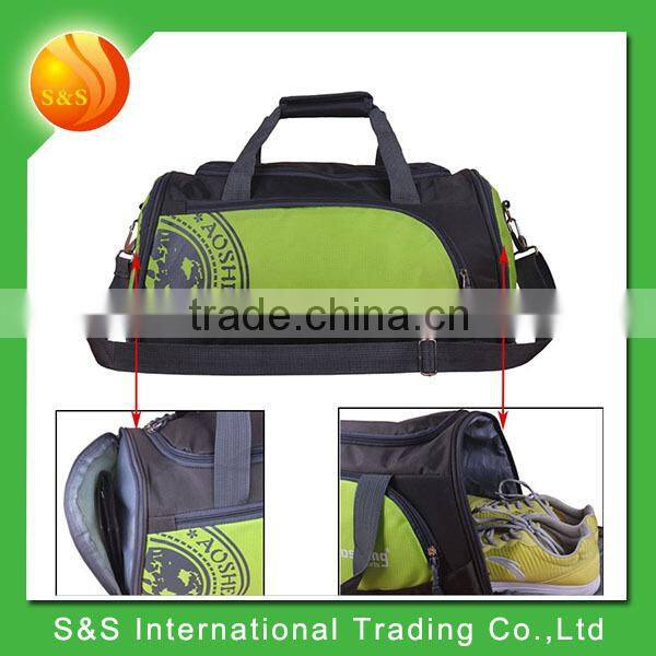 Customized large capacity sling handle sports gym bag with shoes compartment