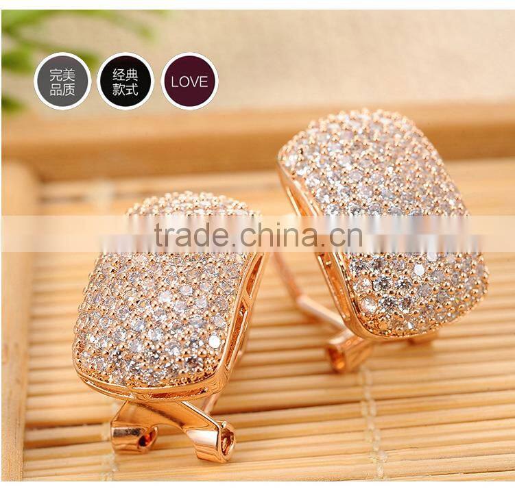 ED-57 Crystal Micro Paving Brass Material Top Quality White Gold Plated AAA Zircon Earring