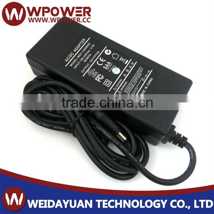 Germany ac dc 12v 8a 96w desktop adapter with CE FCC SAA C-Tick RoHS UL certificates
