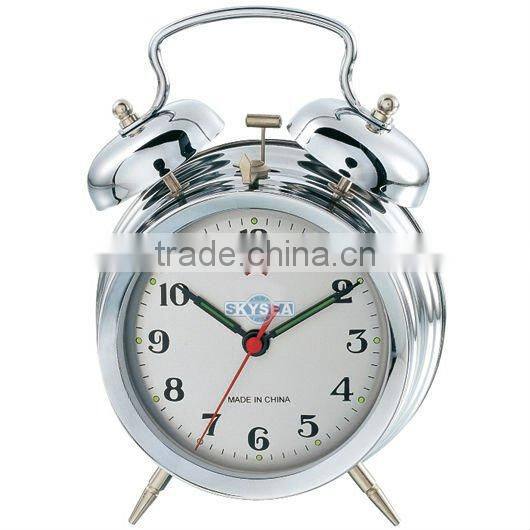 3.5 metal case mechanical alarm clock mechanism, retro design clock, desktop clock