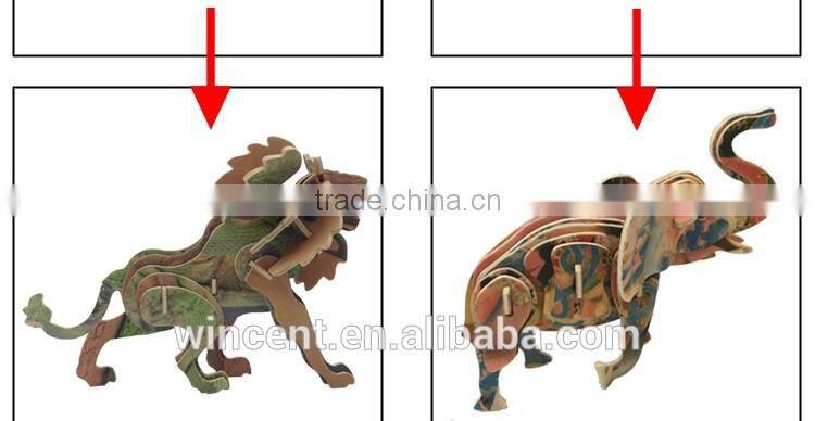 Heat Transfer Printing Imitated Lion 3D Wooden Puzzle