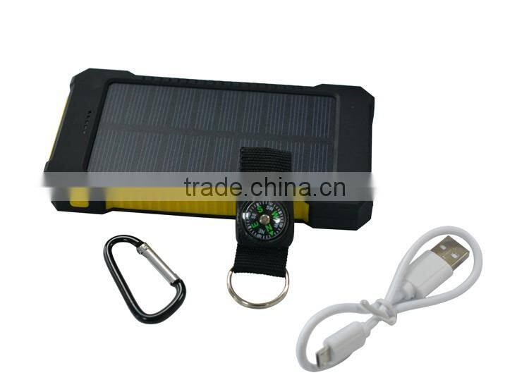New arriving!!2016 Original developed waterproof Dual USB port 10000mAh solar power bank charger for mobile phone