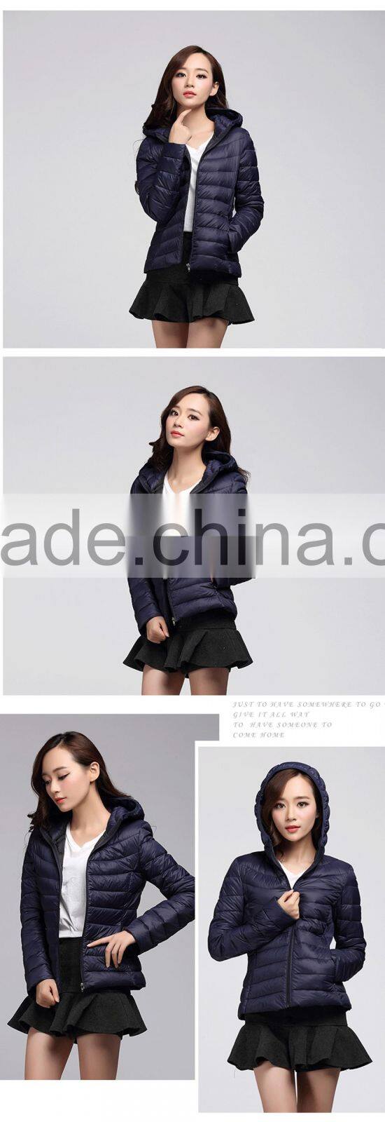 2015 sexy women slim hooded thin down coats