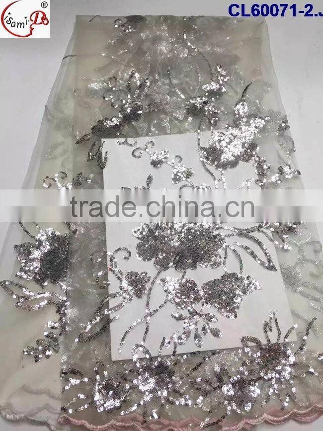 CL60071 New arriva fast delivery tulle emboridery lace with sequins ,wholesale french lace fabric for ladies