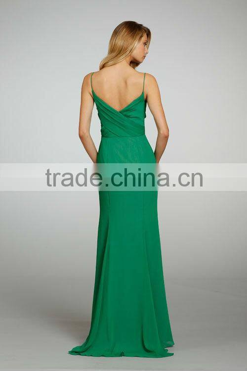 Custom Made Wholesale Spaghetti Strap A-line Rose Lining Criss Cross Draped Bridesmaid Dress 5304