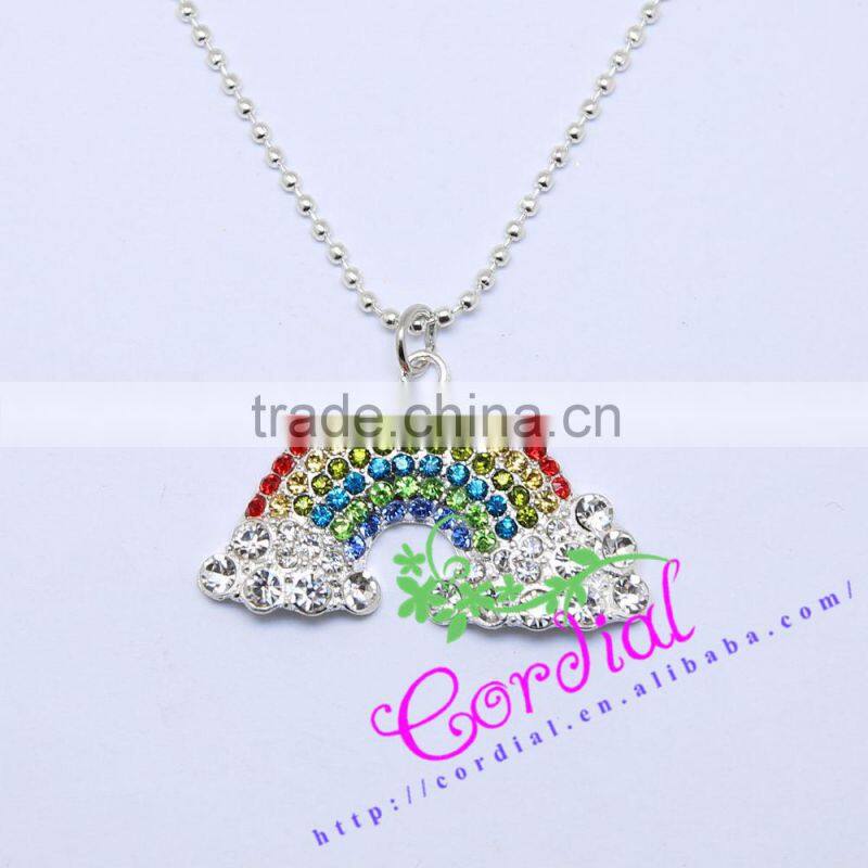 Fashion Jewelry Long Chain Crystal Alloy Big Hero Pendant Necklace For Gift