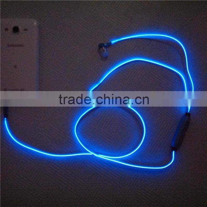 EL led flowing earphone / EL LED Visible Light Flowing IN-Ear Stereo Earphone el wire flash earphone