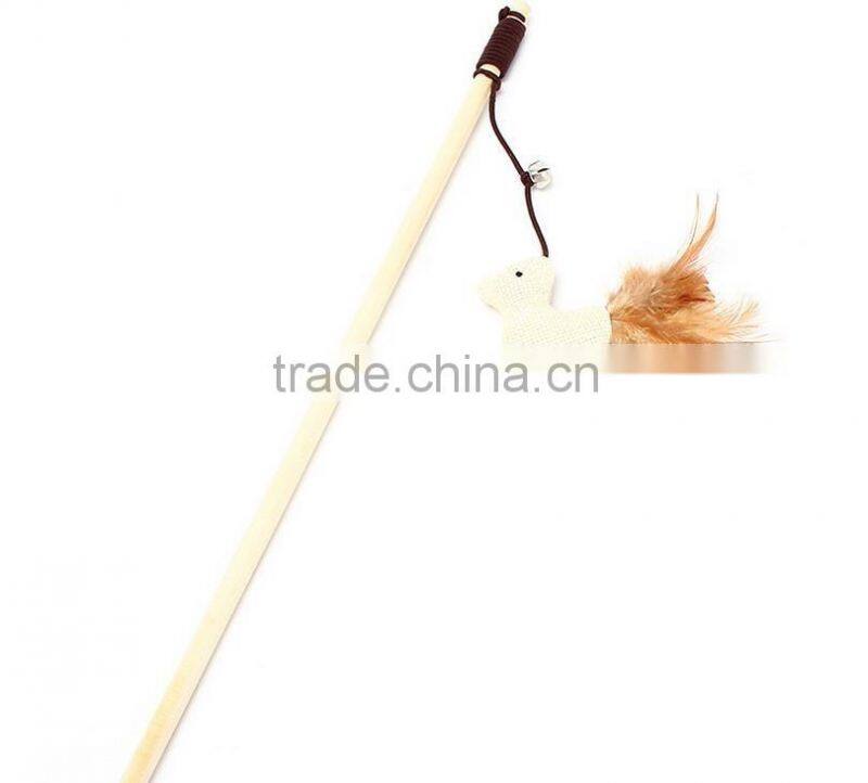 wooden cat teaser stick toy