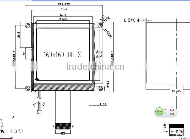 COG Driver IC UC1698U 160x160 lcd module