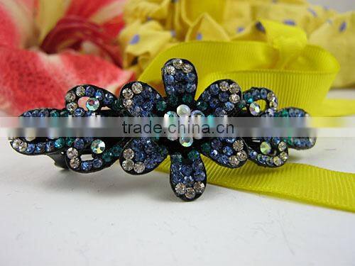 New Bule Flower Hair Clip Barrette Rhinestone Alloy