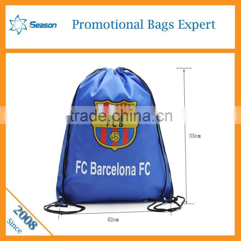 Wholesale promotional Shopping bags custom logo polyester drawstring bag