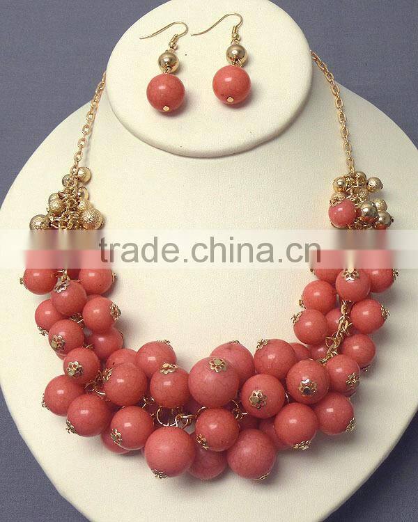 faux ball statement necklace earring wholesale indian jewelry