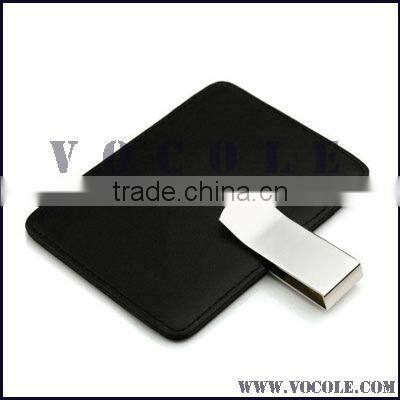 Silver bar money clips with leather card holder for men