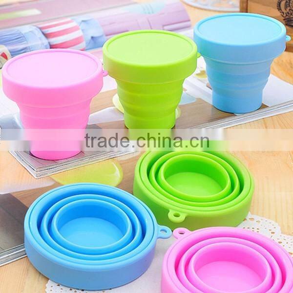 Popular Portable Colorful Silicone Folding Collapsible Cups & Retractable Cup