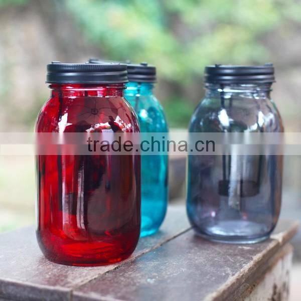 cheap colored mexico glass candle holder with tray