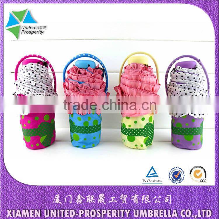 adorable flower basket 5-fold frill mini gift umbrella