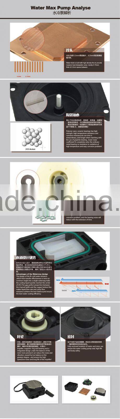 Alseye Liquid Cooler WaterMax120 for cpu i7 laptop cooling pads with 12025 pc case fan with PWM connector