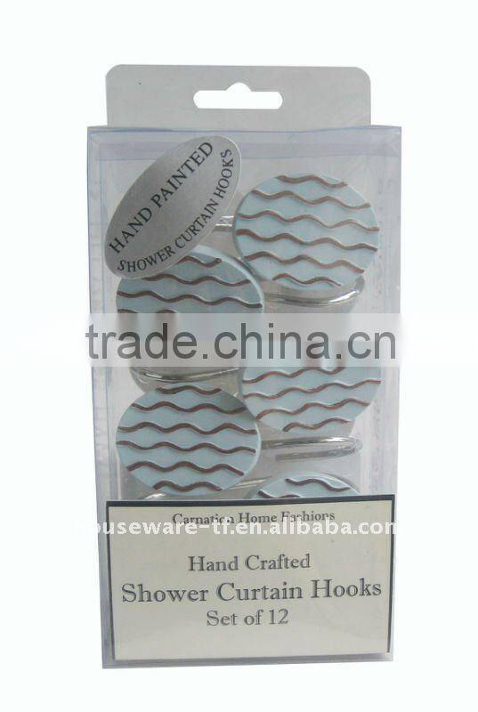 HOE SELLING 12PCS RESIN SHOWER CURTAIN HOOKS IN PVC BOX