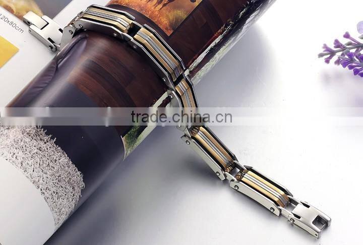 KSTONE 2015 Fashion Stainless Steel Inlay Gold Men's Cool Bracelets