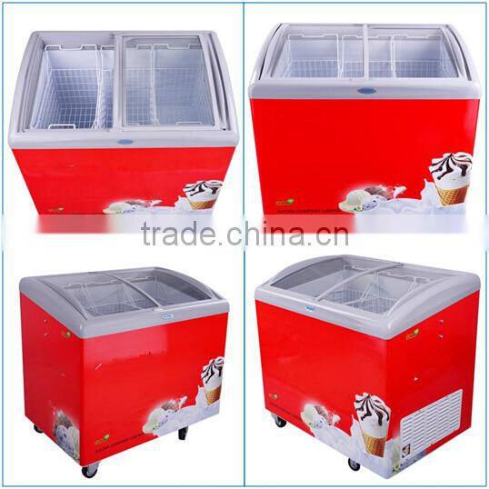 small 182L 282L supermarket commercial ice cream chest showcase freezer display freezer