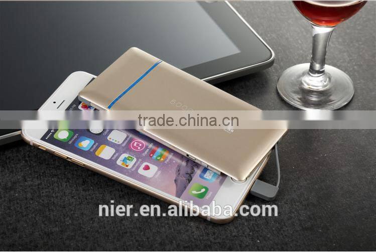portable 5000mAh Premium gift slim power bank charger for iPhone 6 & smartphone
