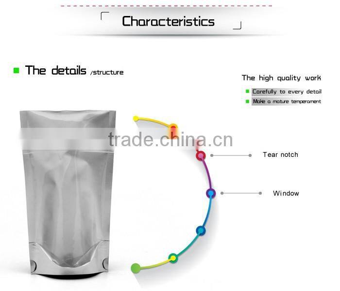 New premium one-side aluminium foil one-side clear food doypack aluminium stand up pouch