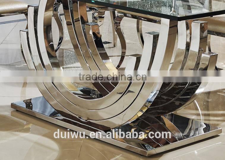201 steel strong base clear tempered glass top rectangular dining table