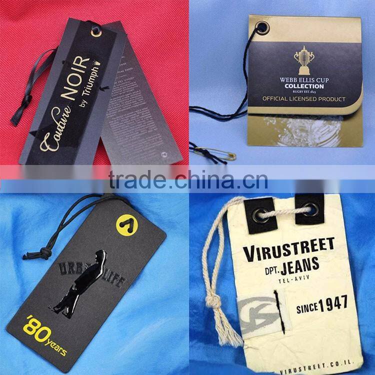 China factory custom own logo fashion jeans garment paper hang tags, paper ticket, swing tag