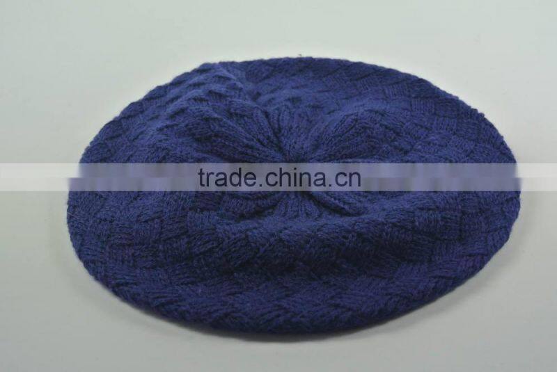 2015 Fashional Navy Cable Ladies' Knitted Baret