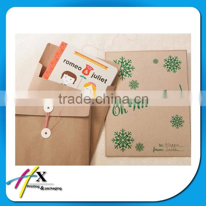 Guangzhou kraft paper envelope with button and string closure