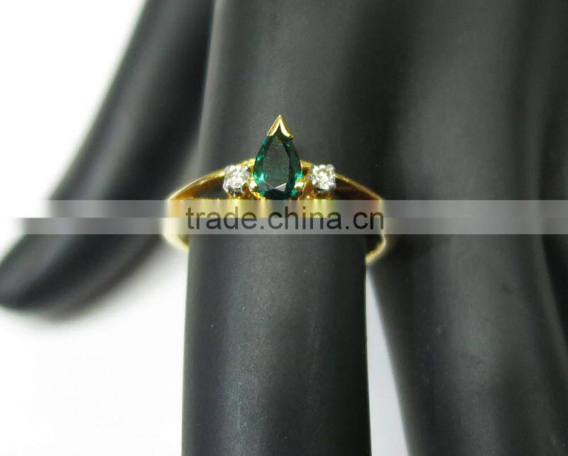Diamond Gold Ring With Green Hydro 14K