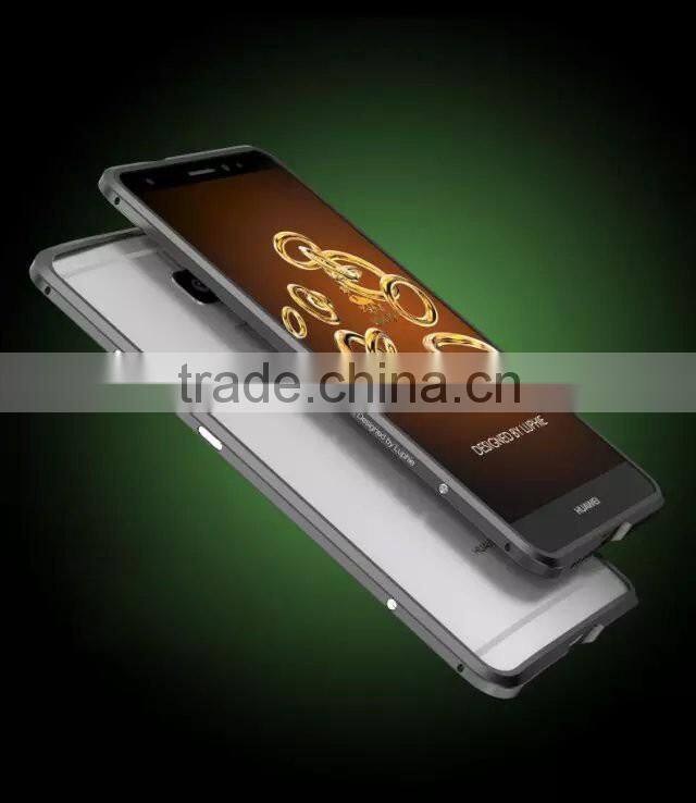Mate 7 Gold edge Aluminum case For Huawei Ascend Mate 7 Aluminum Metal + Tempered Glass Protector case cover for huawei mate 7