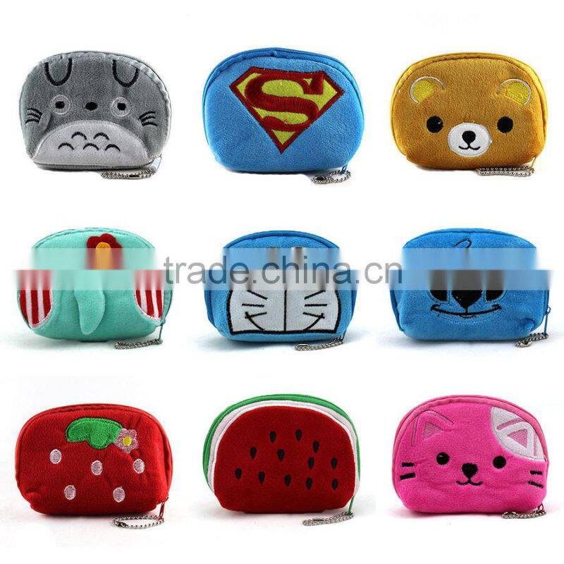 Mix design wholesale plush cute cartoon coin bag,coin bag