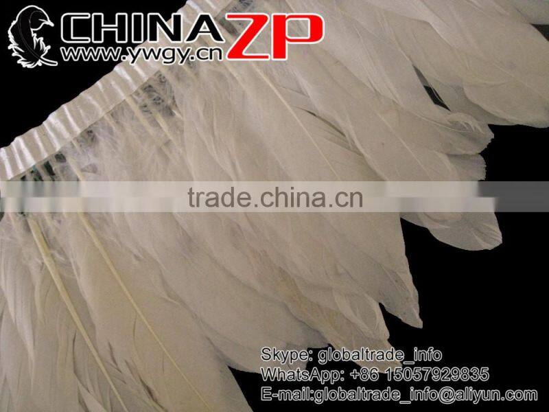 Gold Supplier ZPDECOR Factory Wholesale Popular Top Style Dyed Ivory Goose Satinettes Feathers Trim Fringe